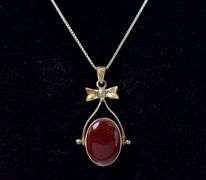 Chalcedony Gemstone Pendant Necklace in Sterling Silver