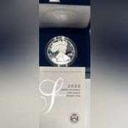 2020 Proof Silver Eagle With Box and Paper.