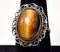 Tiger's Eye Gemstone Ring in Sterling Silver