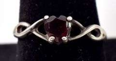 Heart Red Garnet Gemstone Ring in Sterling Silver