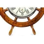 30" Premium Mahogany Nautical Ship's Wheel Clock
