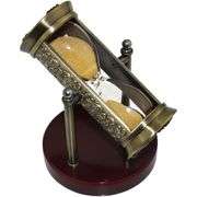 Vintage Bronze Embossed Hourglass with Golden Sand