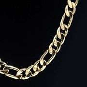 Huge 123.5 Gram 14 Kt Yellow Gold Plate Italian Figaro Link Necklace