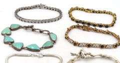 Group lot of 6 Vintage 925 sterling silver bracelets