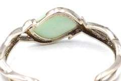 Vintage 925 sterling silver green Jade cuff bangle bracelet