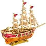 Hand-Painted Ship with Rhinestones Trinket Box
