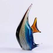 Hand-Blown Blue Glass Fish Sculpture