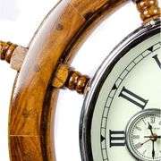 30" Premium Mahogany Nautical Ship's Wheel Clock