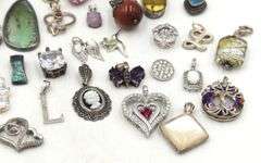 Group lot of Vintage 925 sterling silver pendants