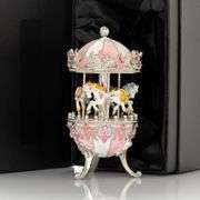 24K Gold Plated Collectible Musical Carousel with Spinning Horses