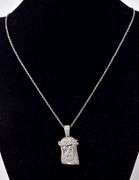 CZ Gemstone Jesus Pendant Necklace in Sterling Silver