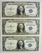 (3) Superb Crisp 1935F $1 Dollar Silver Certificates Consecutive!