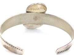 Vintage 925 sterling silver signed rose quartz and tiger eye cuff bangle