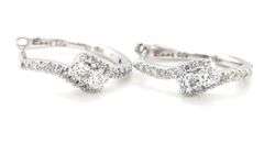 14kt White gold ever us 0.50ctw 2 Stone bypass hoop earrings