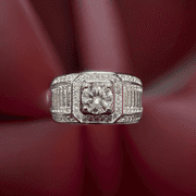 Men's 18 Kt White Gold Plate 1 Ct VVs1 Lab Simulated Diamond Ring