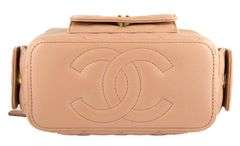 CHANEL Neutral Caviar Quilted Polly Pocket East West Top Vanity Chain Shoulder Bag w/ Box