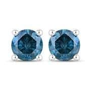 Blue Diamond in 14K White Gold Earrings
