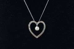 Pearl and CZ Gemstone Pendant Necklace in Sterling Silver