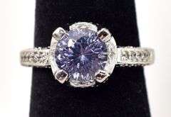 Spectacular 14K White Gold Lavender Spinel Gemstone and Diamond Ring