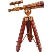 Vintage Brass Spyglass Telescope with Wooden Stand