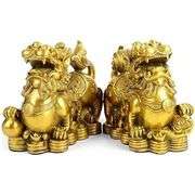 Pair of Feng Shui Brass Guard Lions