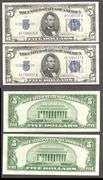 $5 1934-D Silver Certificate Fr.1654 Consecutive Pair Choice Crisp Uncirculated