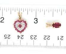 Trio of 14K YG Ruby and Diamond Pendants