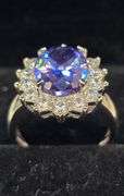 Dazzling 18 Kt White Gold Plate Huge 6.75 Ct VVs1 Lab Simulated Violet Blue Tanzanite Ring