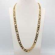 Huge 124.4 Gram 14 Kt Yellow Gold Plate Italian Figaro Link Necklace