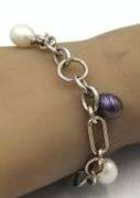 18kt White gold black and white pearl charm bracelet