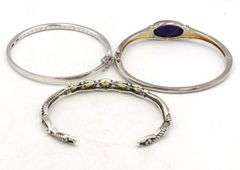 Lot of 3 Vintage 925 sterling silver bangles