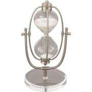 Silver Polished Sand Timer with Swiveling Iron Cage
