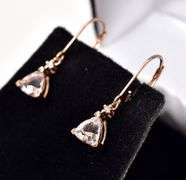 Darling 10K rose Gold Colorless Quartz Gemstone Dangle Earrings