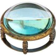 Vintage Engraved Brass Desk Magnifier