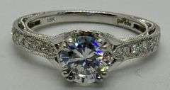 18K White Gold Filigree Diamond Ring