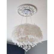 Elegant White Feather Crystal Chandelier