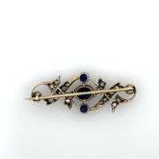 Vintage Natural Sapphire 14K Gold Brooch Pin With Gia Certificate