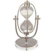 Silver Polished Sand Timer with Swiveling Iron Cage