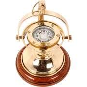 Brass Marine Compass with Wooden Base