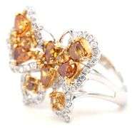 18kt White gold 1.72ctw faceted fancy yellow with 0.61ctw white diamond butterfly ring