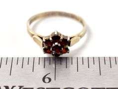 Red Garnet Flower Ring in Sterling Silver