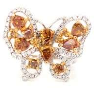 18kt White gold 1.72ctw faceted fancy yellow with 0.61ctw white diamond butterfly ring