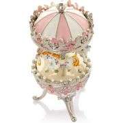 24K Gold Plated Collectible Musical Carousel with Spinning Horses