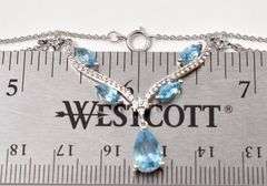 Blue Topaz and CZ Gemstone Pendant Necklace in Sterling Silver