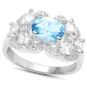 Genuine Blue Topaz & White Zircon Ring