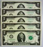 (5) Superb Crisp 2017A $2 Dollar Star Replacement Notes San Francisco Consecutive!