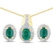 18K Yellow Gold Plated Emerald & Topaz Jewelry Set