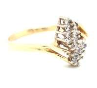 Tasteful 14K YG Diamond Waterfall Cluster ring