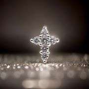 Sparkling 14 Kt White Gold Plated Simulated Diamond Cross Pendant