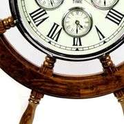 30" Premium Mahogany Nautical Ship's Wheel Clock